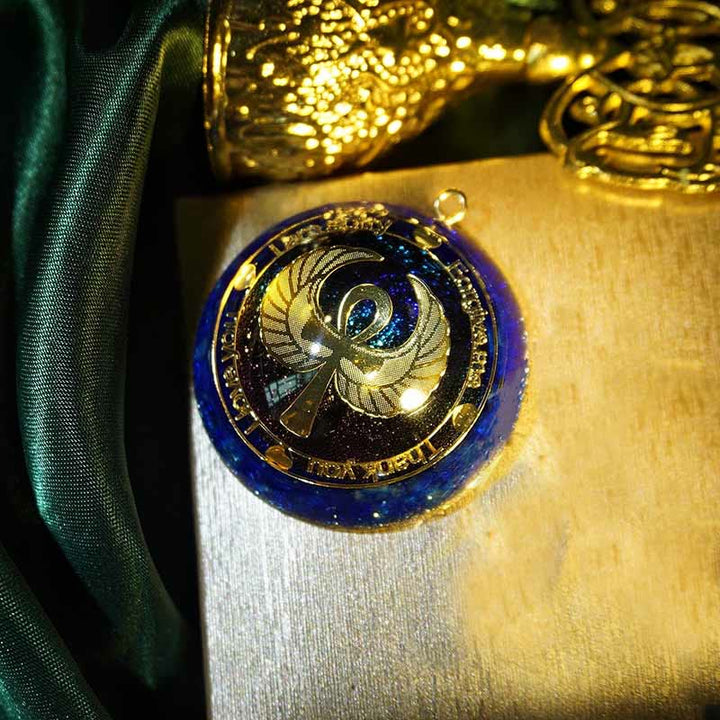Collier Clé de Vie Olivenorma Grenat Lapis Lazuli Aigue-Marine 