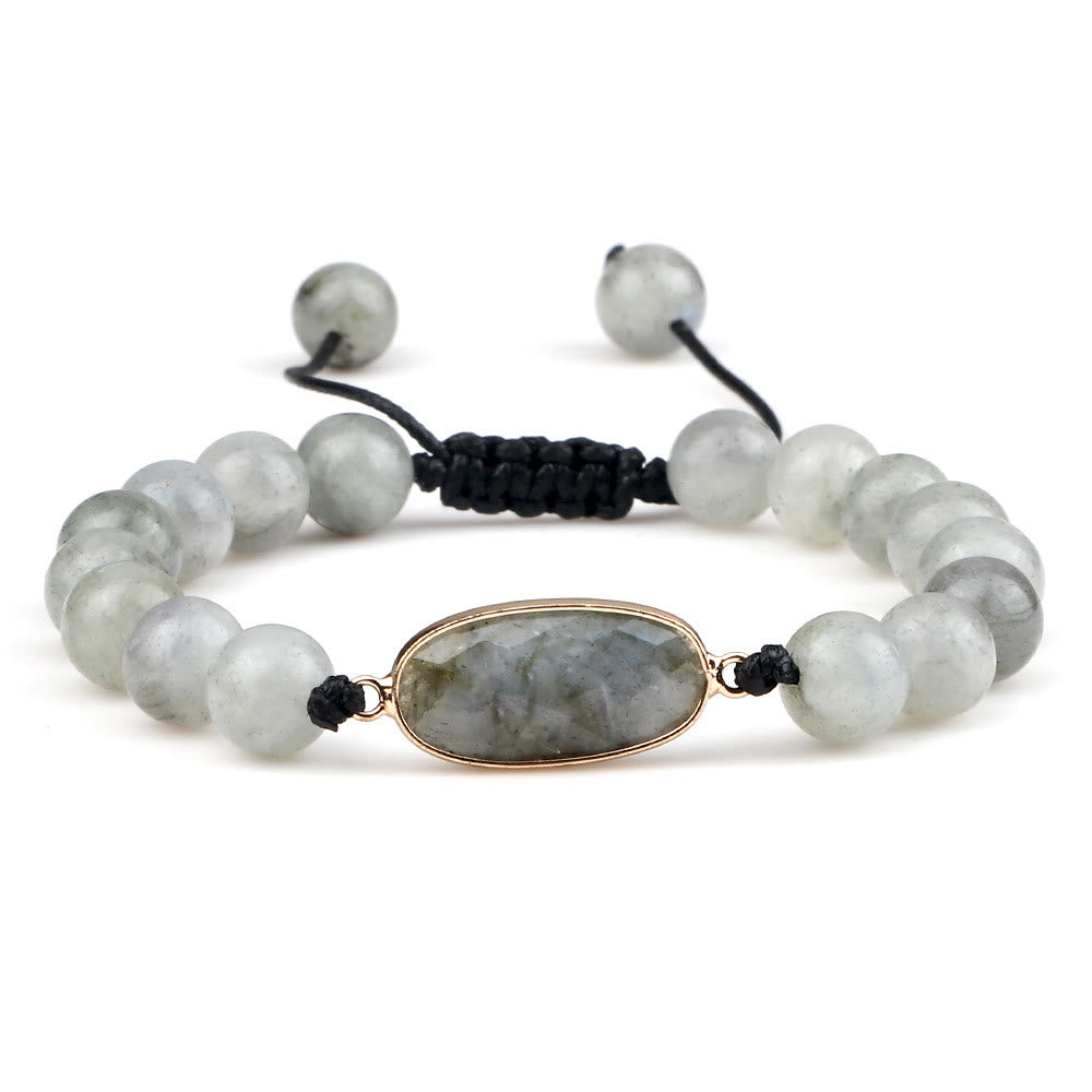 Bracelet en perles d'opalite avec pierre œil de chat Olivenorma