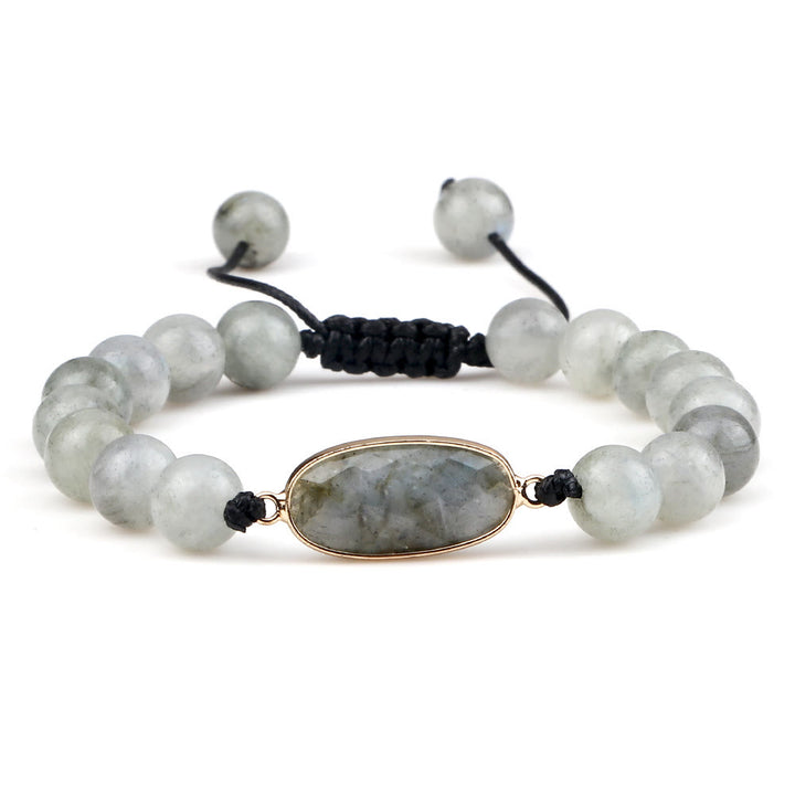 Bracelet en perles d'opalite avec pierre œil de chat Olivenorma
