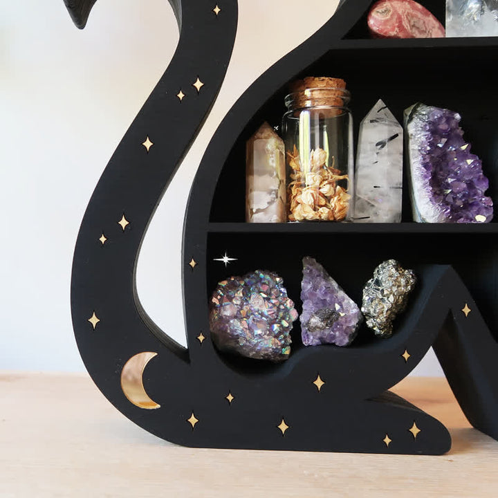 Etagère en cristal en forme de chat mignon, de lune et d'étoile