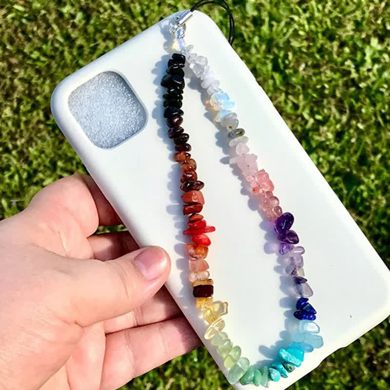 Sangle de protection pour téléphone portable en perles de cristal naturel Olivenorma