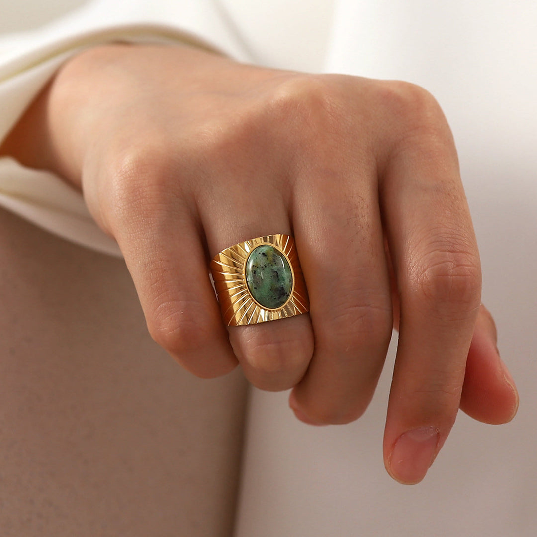 Bague large en turquoise africaine Olivenorma « African Turquoise Majesty »