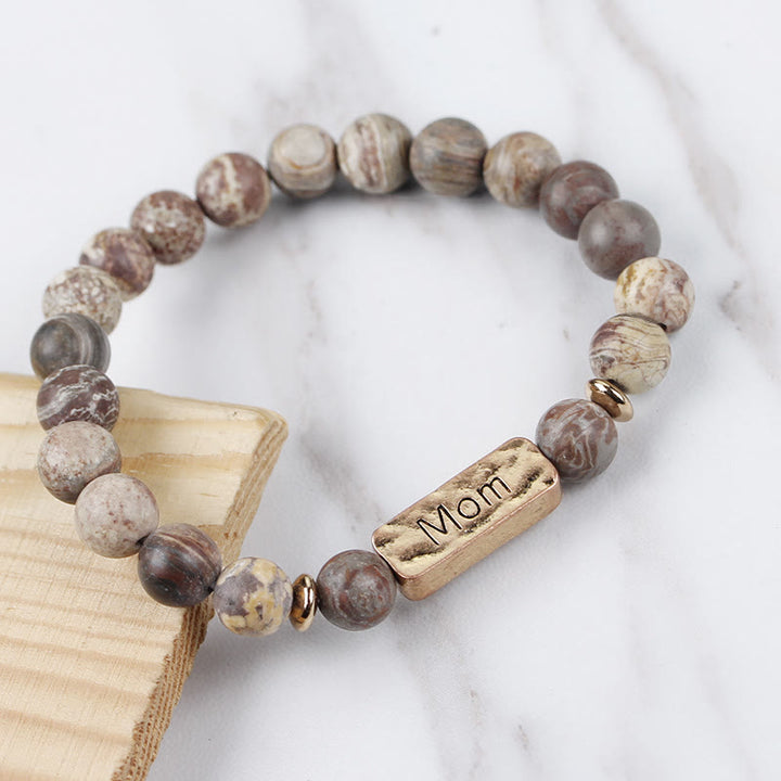 Bracelet gravé avec pierres précieuses naturelles Olivenorma Mom Patience 