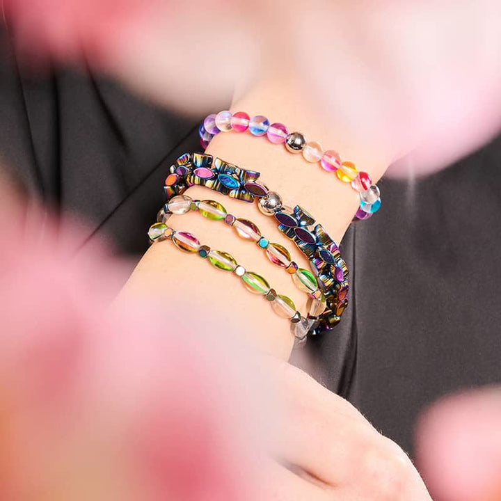 Bracelet en perles de verre cristal multicolore foncé Olivenorma 