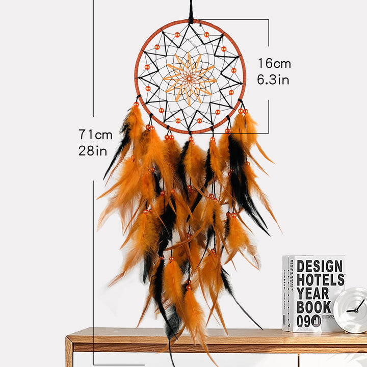 Perles acryliques Olivenorma, attrape-rêves d'Halloween fait main en plumes orange