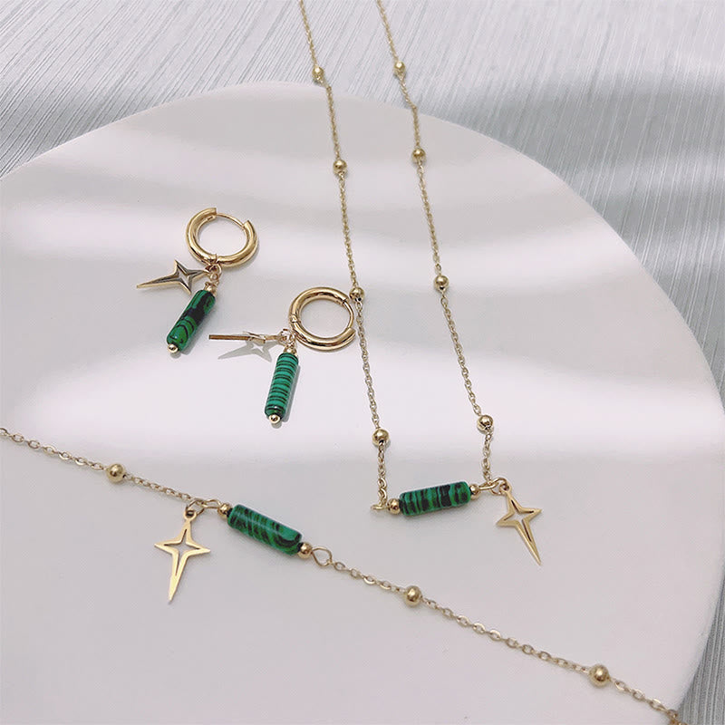 Collier et bracelet avec pendentif étoile en malachite naturelle Olivenorma