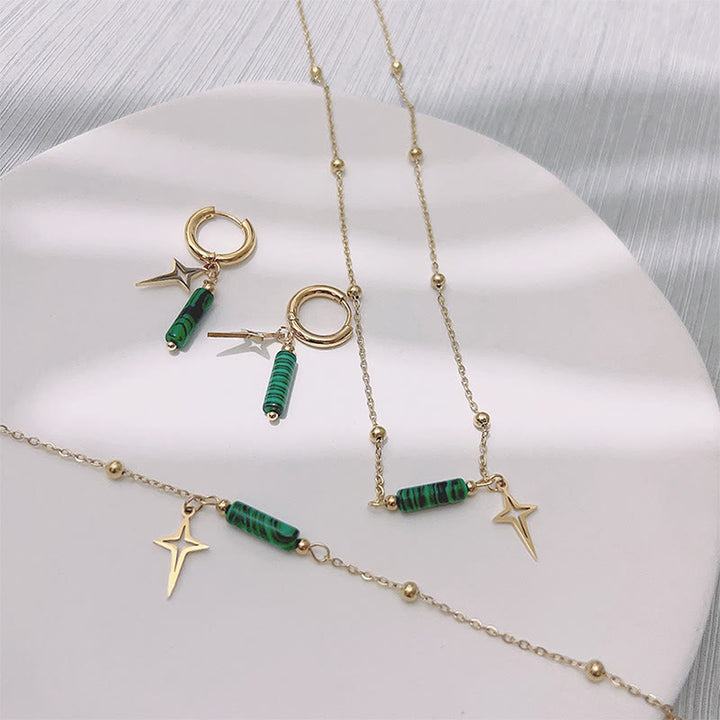 Collier et bracelet avec pendentif étoile en malachite naturelle Olivenorma