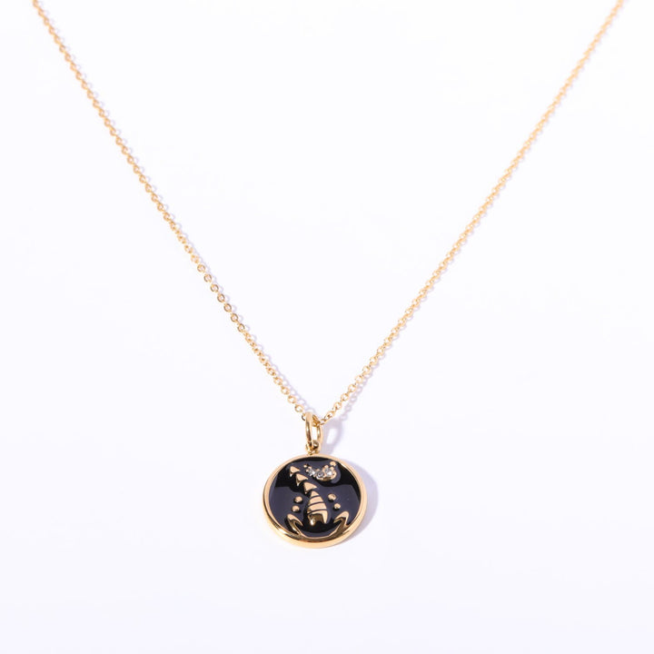Collier vintage en acier inoxydable 18 carats avec zircon blanc Olivenorma 