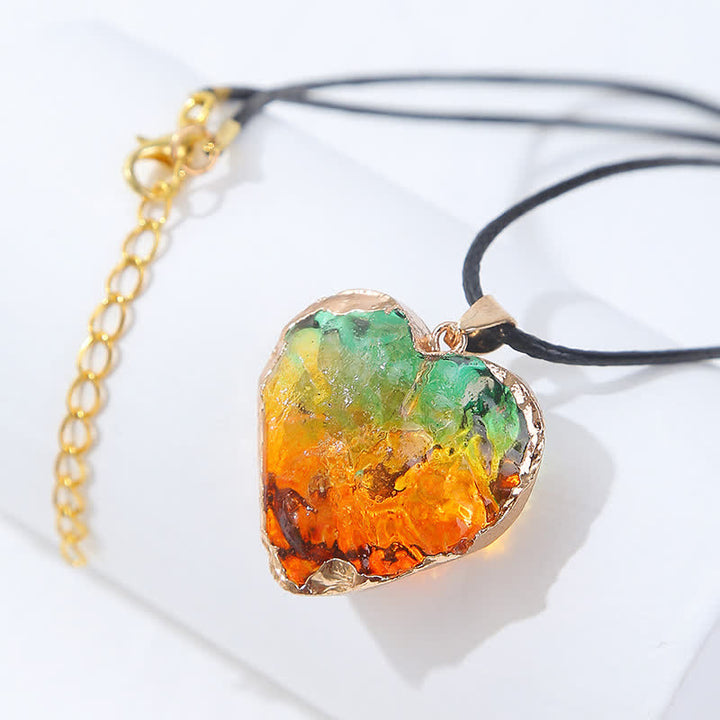 Collier créatif en cristal de fluorite en forme de cœur