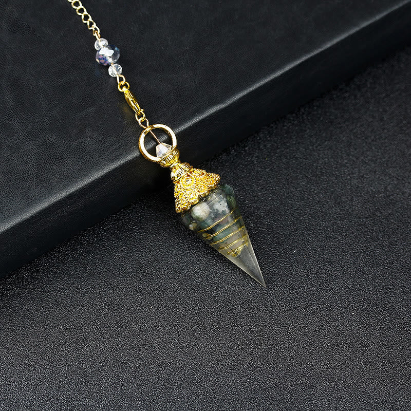 Pendule pyramidale hexagonale en cristal résineline naturelle Olivenorma