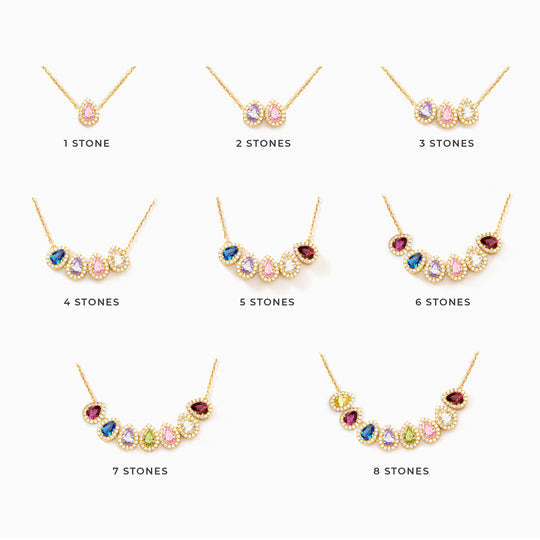 Collier de pierres de naissance en forme de larme Olivenorma Tears Of Joy 1-8 - Or rose - 8 pierres de naissance - image 1