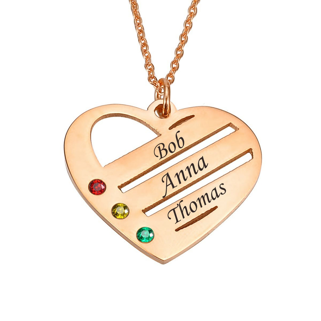 Collier avec pendentif en forme de cœur et pierre de naissance en diamant découpé Olivenorma