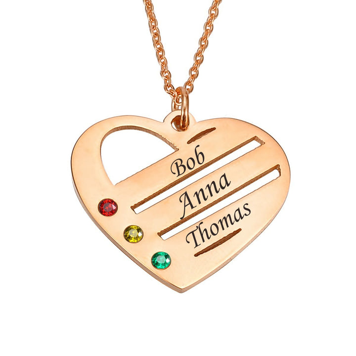 Collier avec pendentif en forme de cœur et pierre de naissance en diamant découpé Olivenorma