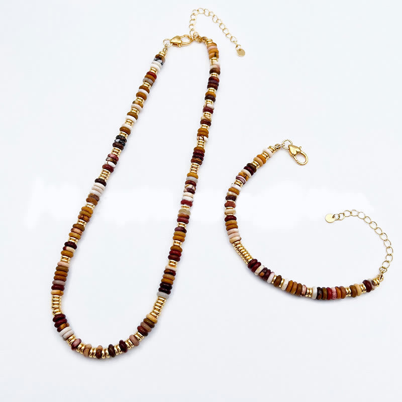 Collier de clavicule en perles d'agate naturelle Sunset Frisbee d' Olivenorma