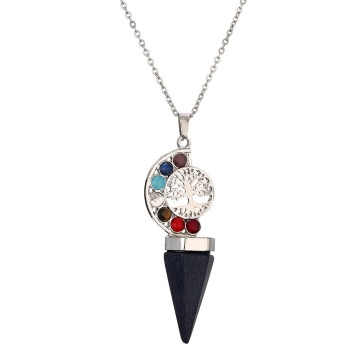 Collier avec pendentif arbre de vie en cristal hexagonal Olivenorma