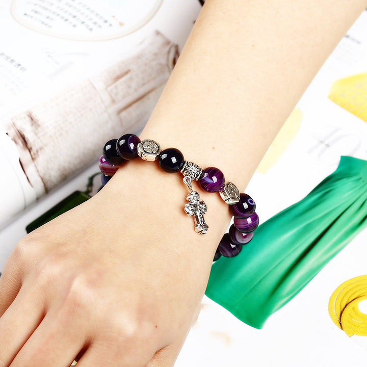 Bracelet symbole de croix en cristal naturel Olivenorma 