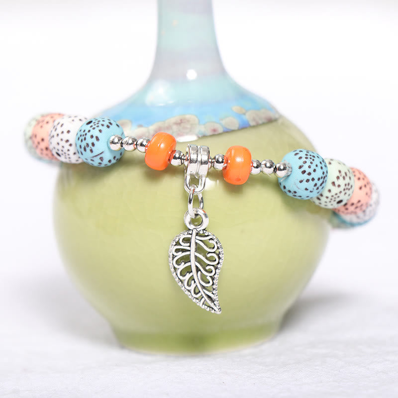Ensemble de bracelets à breloques en forme de cœur et de feuille Olivenorma 