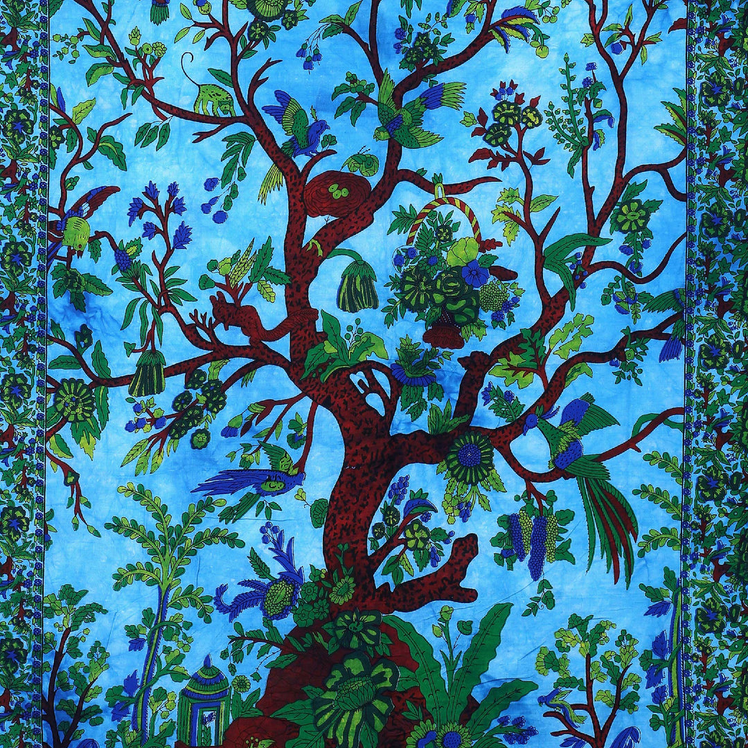 Tapisserie murale psychédélique à motif d'arbre de vie vert Olivenorma