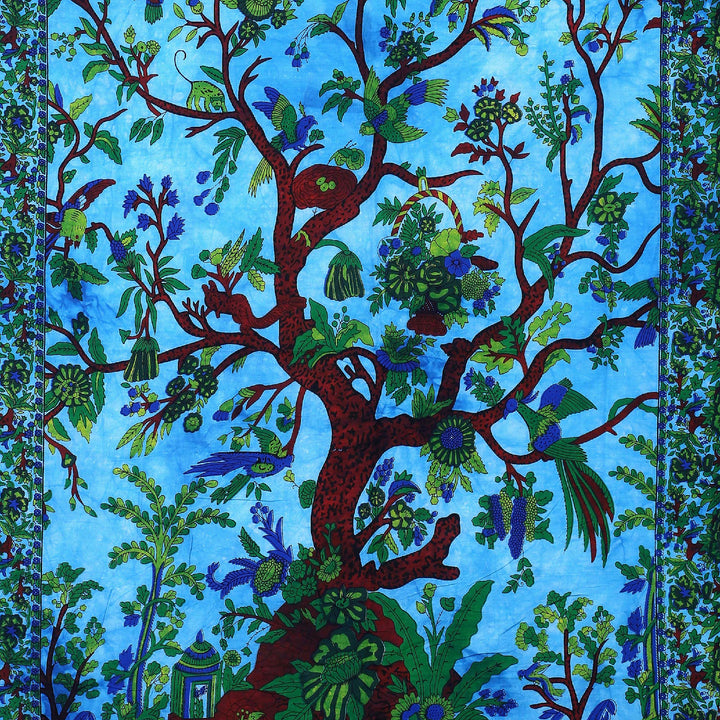 Tapisserie murale psychédélique à motif d'arbre de vie vert Olivenorma
