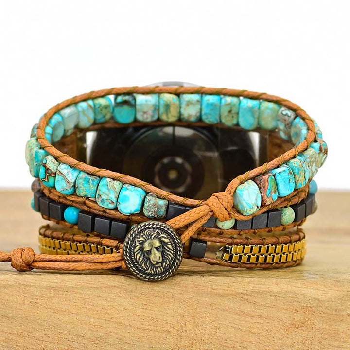Bracelet Samsung enveloppant en tourmaline noire avec pierre empereur Olivenorma