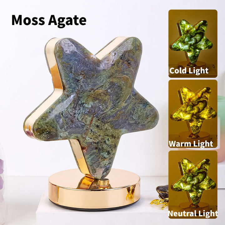 Lampe de table en pierre de cristal naturel Olivenorma, décoration en pierres précieuses 