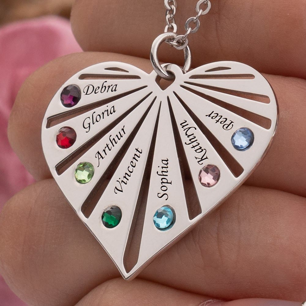 Collier avec pierre de naissance gravée Olivenorma