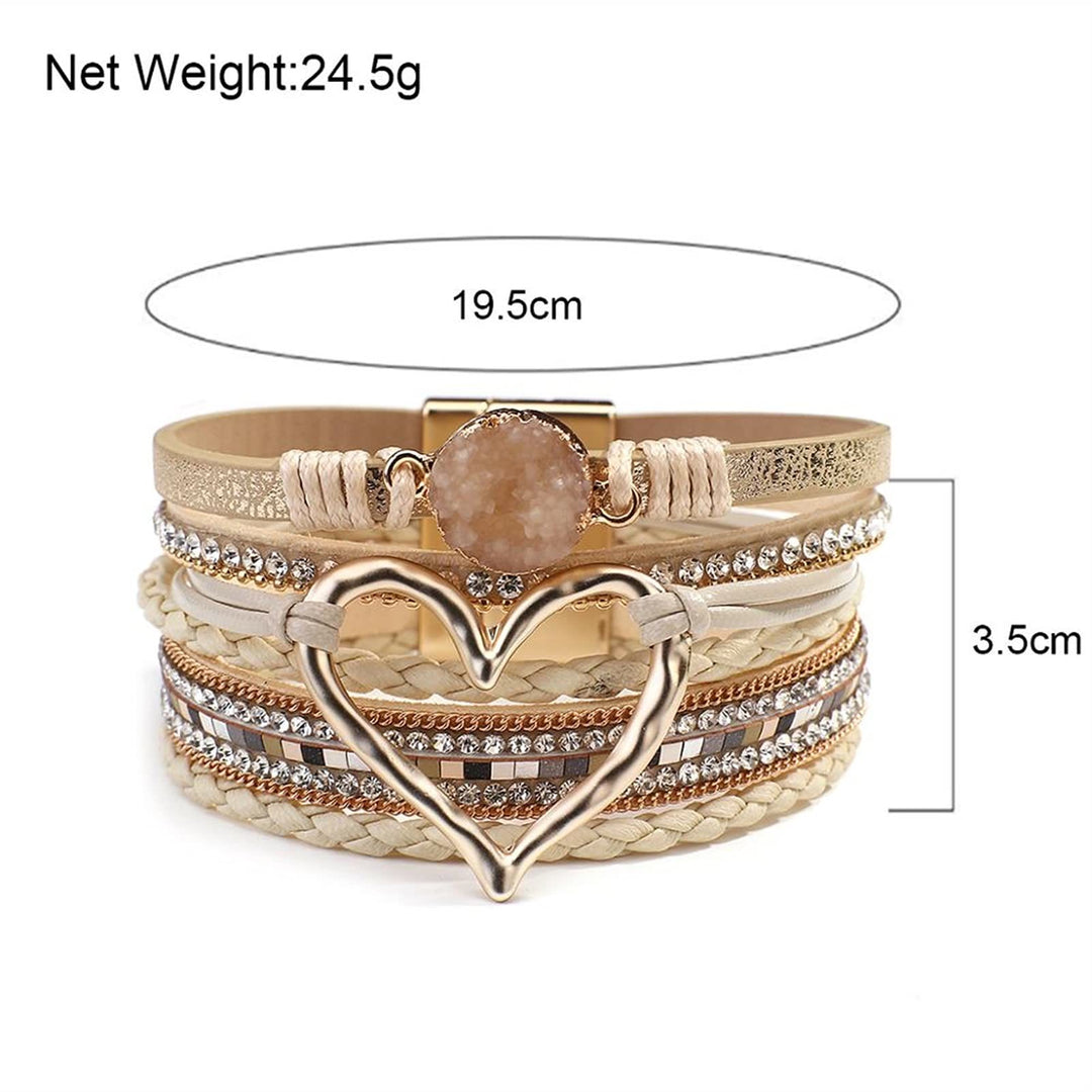 Bracelet en cuir avec cœur creux Olivenorma Bohemia