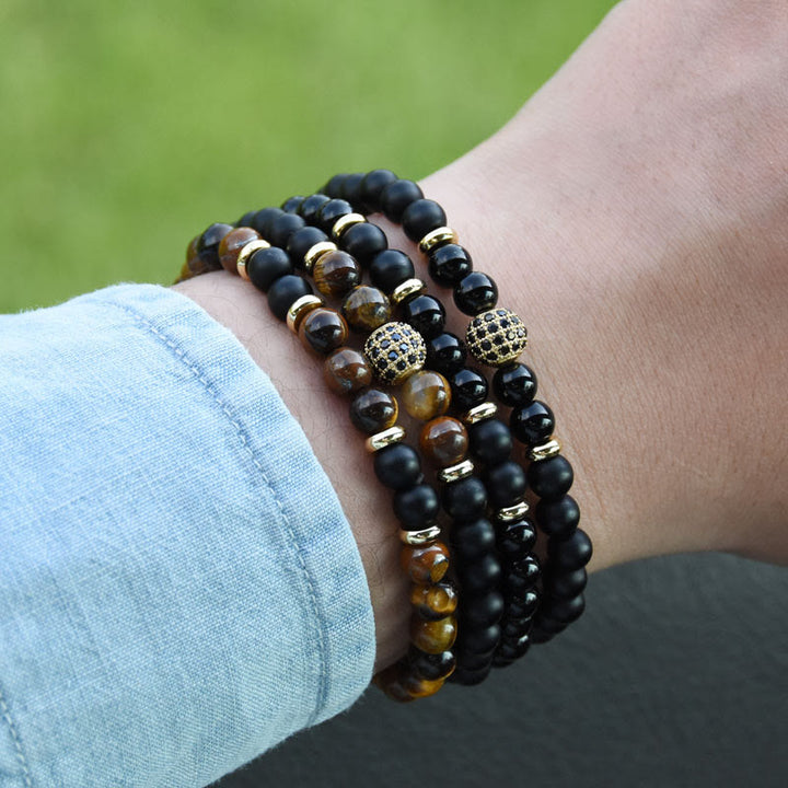Bracelet homme Olivenorma en perles de cristal naturel à deux couches