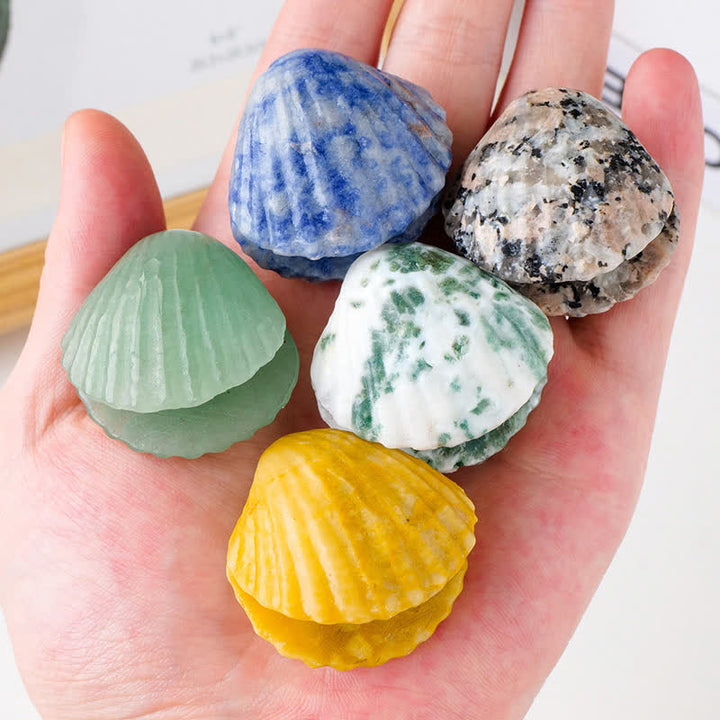 Décoration en pierre précieuse sculptée en coquillages d'agate en cristal naturel Olivenorma