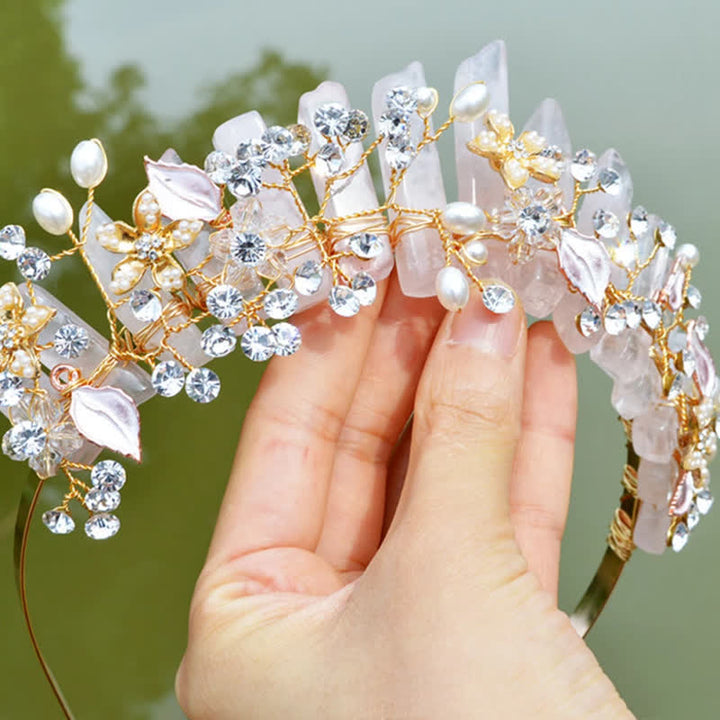 Cristal naturel de luxe Olivenorma avec couronne en cristal de perle