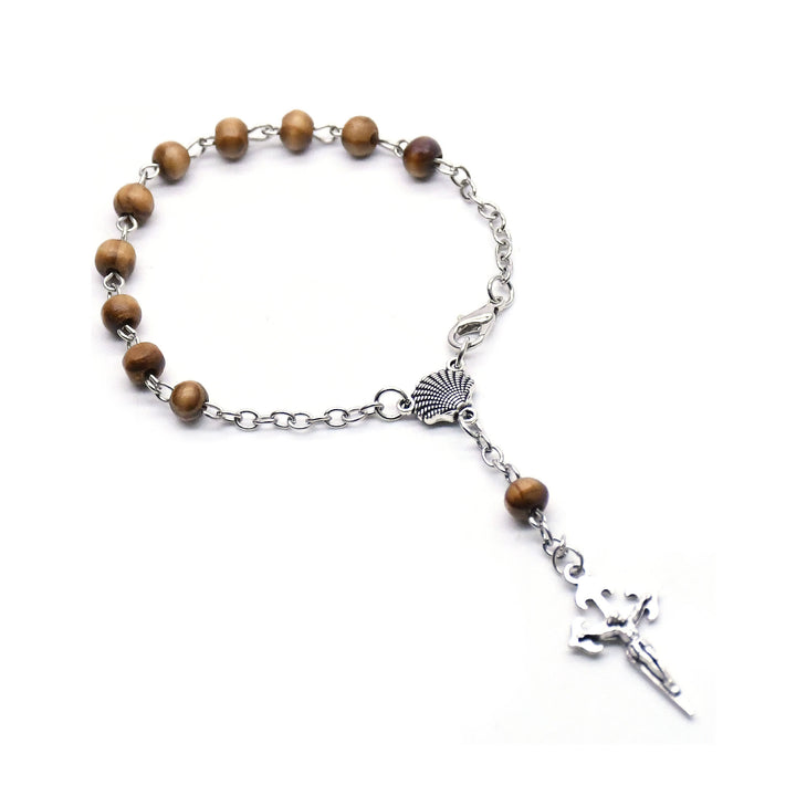 Bracelet chapelet en perles de bois Olivenorma de 6 mm avec croix 