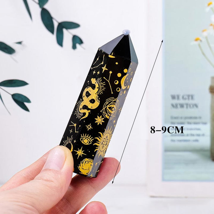Tour de cristal d'obsidienne Olivenorma Baguettes de cristal hexagonales