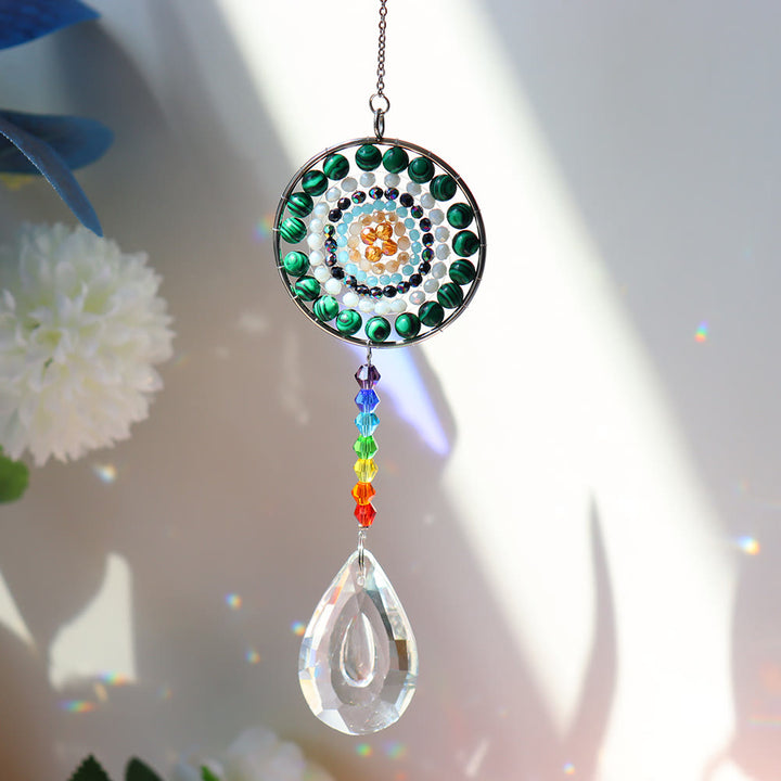 Carillon éolien chakra fait main avec attrape-soleil en cristal Olivenorma