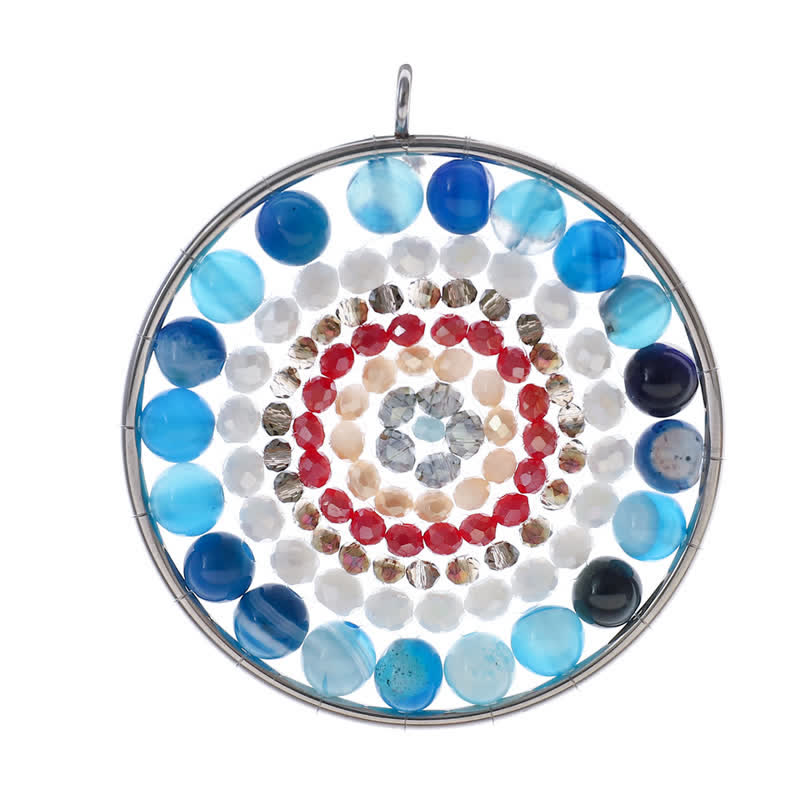 Collier avec pendentif rond en cristal et fleur de datura Olivenorma