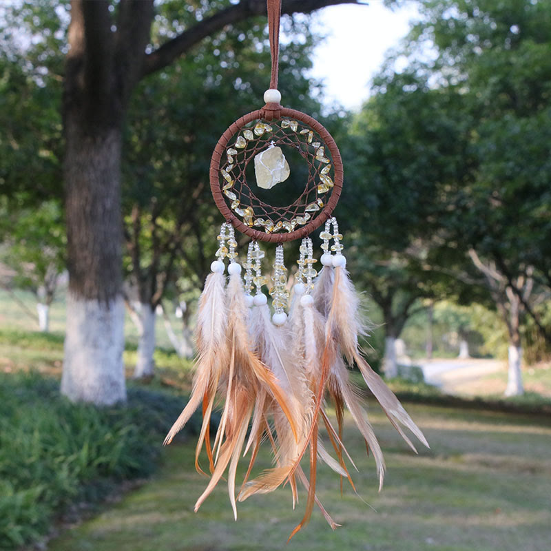 Pendentif en agate cristal naturel Olivenorma Charm attrape-rêves rond 