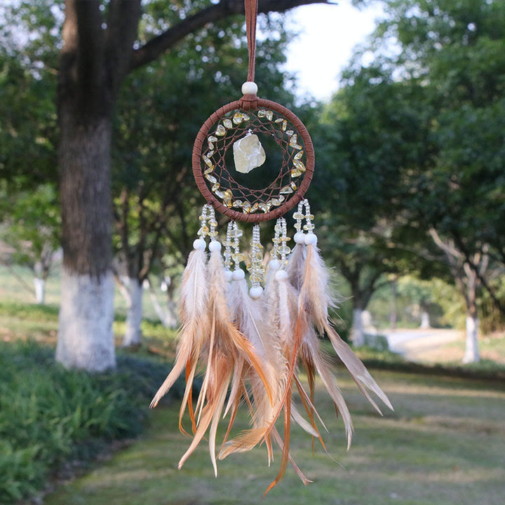 Pendentif en agate cristal naturel Olivenorma Charm attrape-rêves rond 