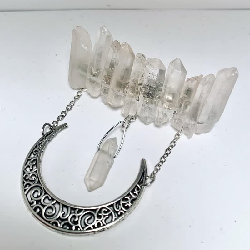 Épingle à cheveux en forme de croissant de lune en cristal transparent Olivenorma