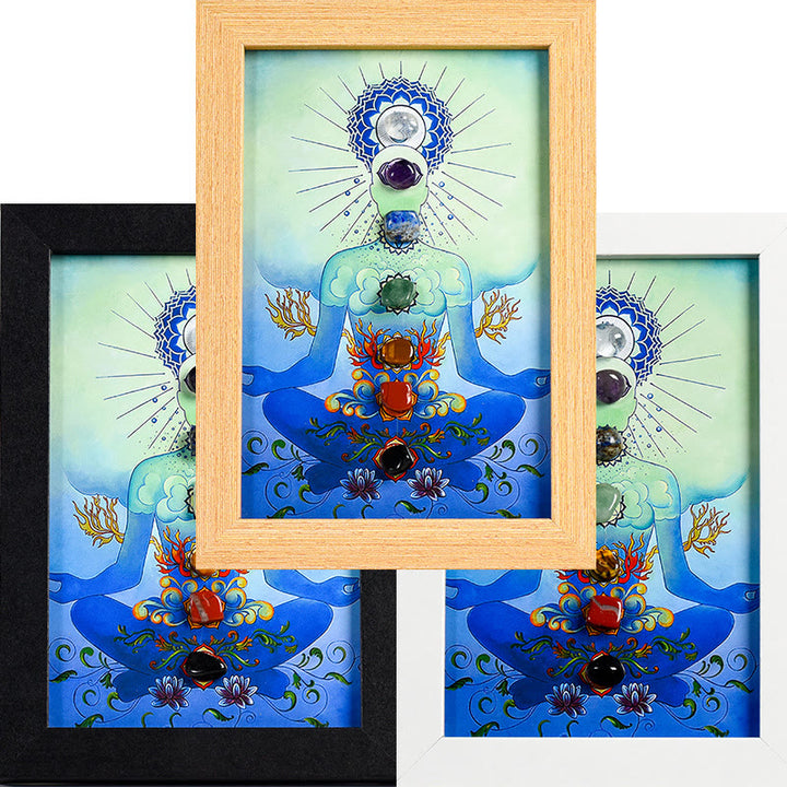 Cadre photo décoratif en pierre de chakra pour posture de méditation yoga Olivenorma