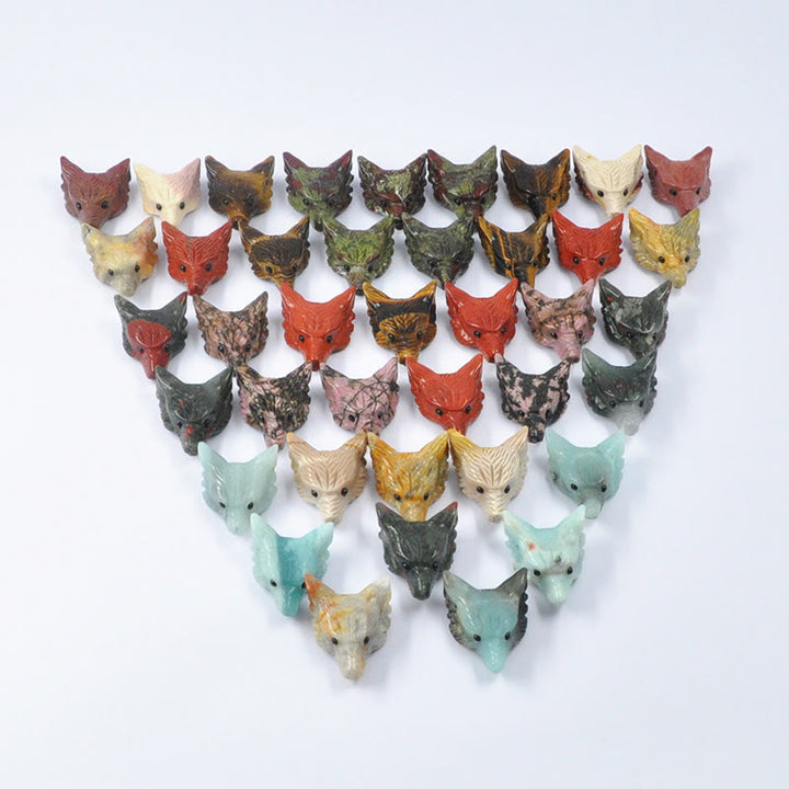 Tête de loup sculptée en cristal naturel Olivenorma, accessoire de décoration en pierres précieuses