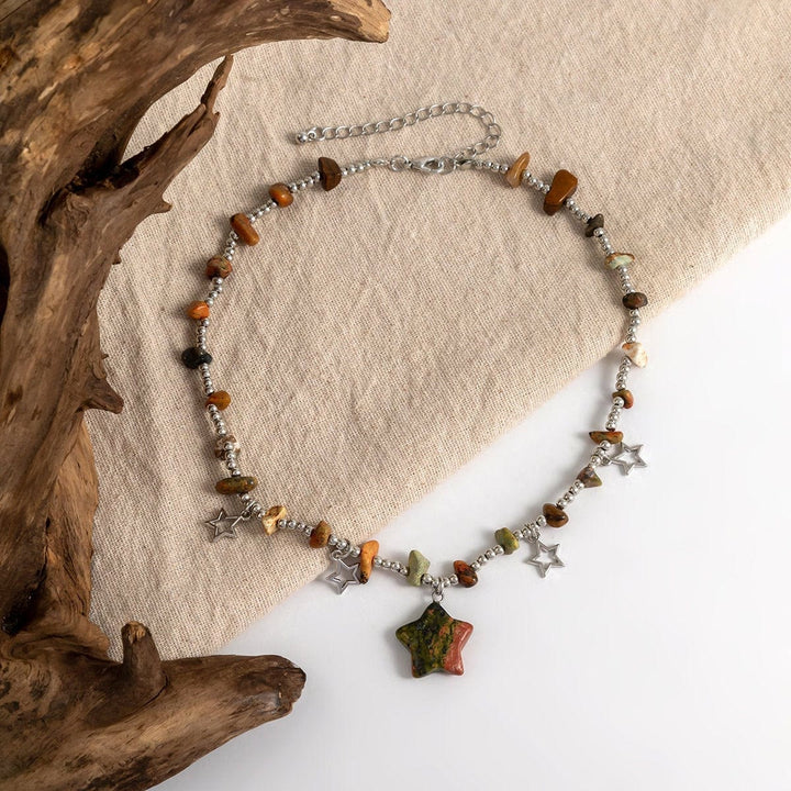Collier ras du cou à pampilles en cristal et étoile de Bohême Olivenorma