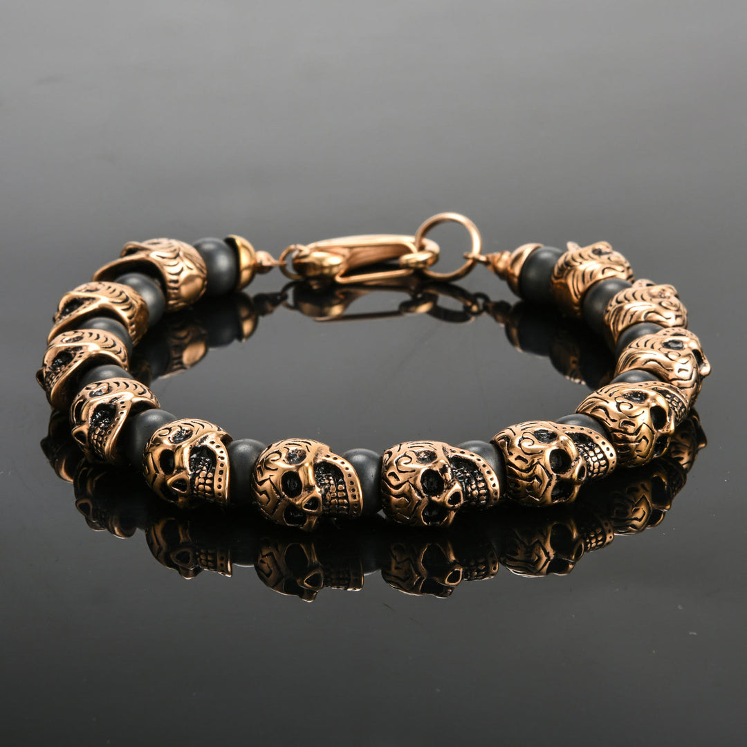 Bracelet Olivenorma en acier inoxydable fait main avec œil de tigre naturel