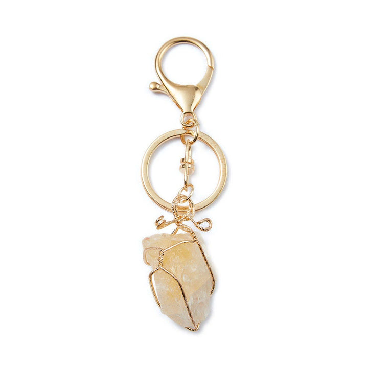 Porte-clés pendentif en pierre précieuse en cristal brut Olivenorma