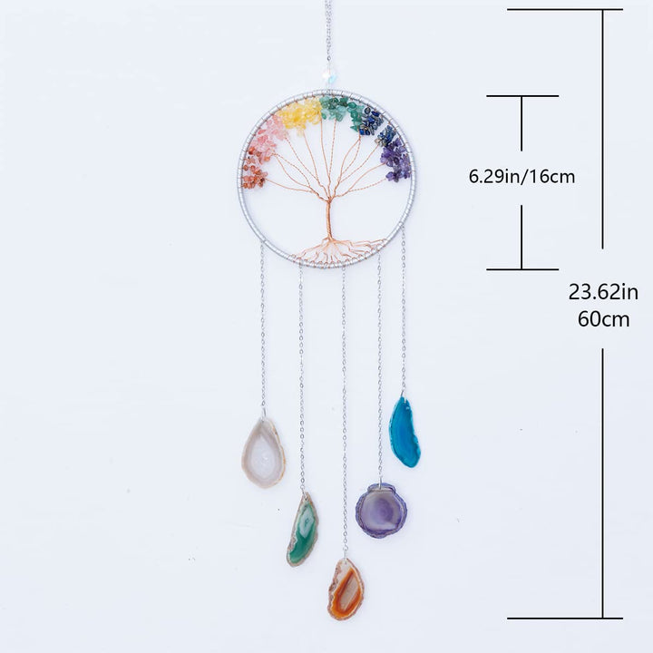 Décoration murale ornementale arbre de vie en agate chakra Olivenorma
