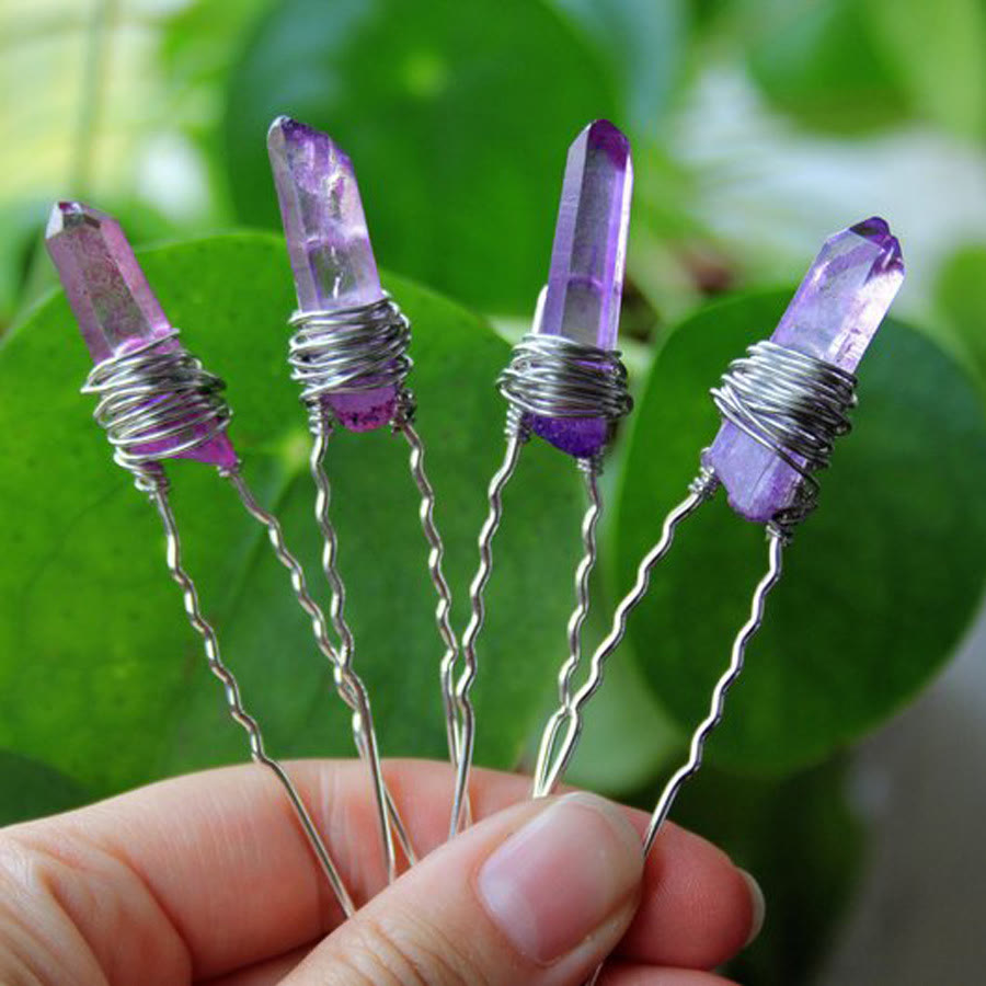 Épingle à cheveux en cristal faite à la main Olivenorma - Améthyste - image 12