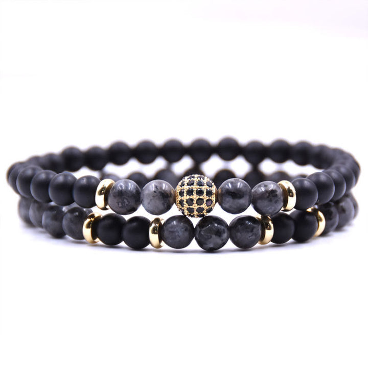 Bracelet homme Olivenorma en perles de cristal naturel à deux couches