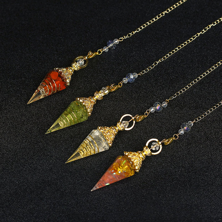 Pendule pyramidale hexagonale en cristal résineline naturelle Olivenorma