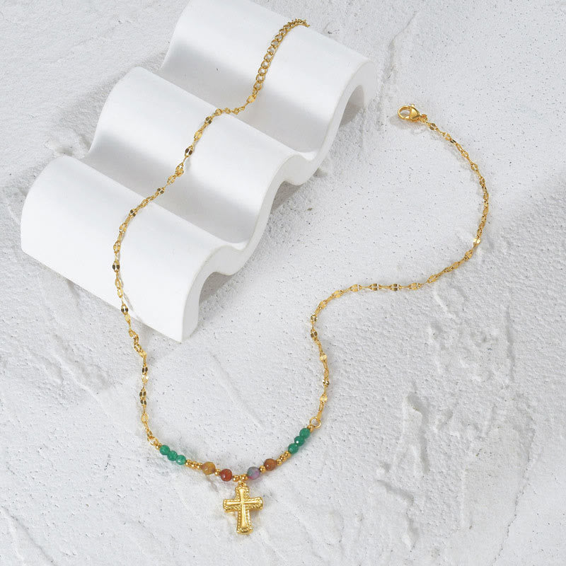Collier en acier inoxydable avec perles de cristal Olivenorma 