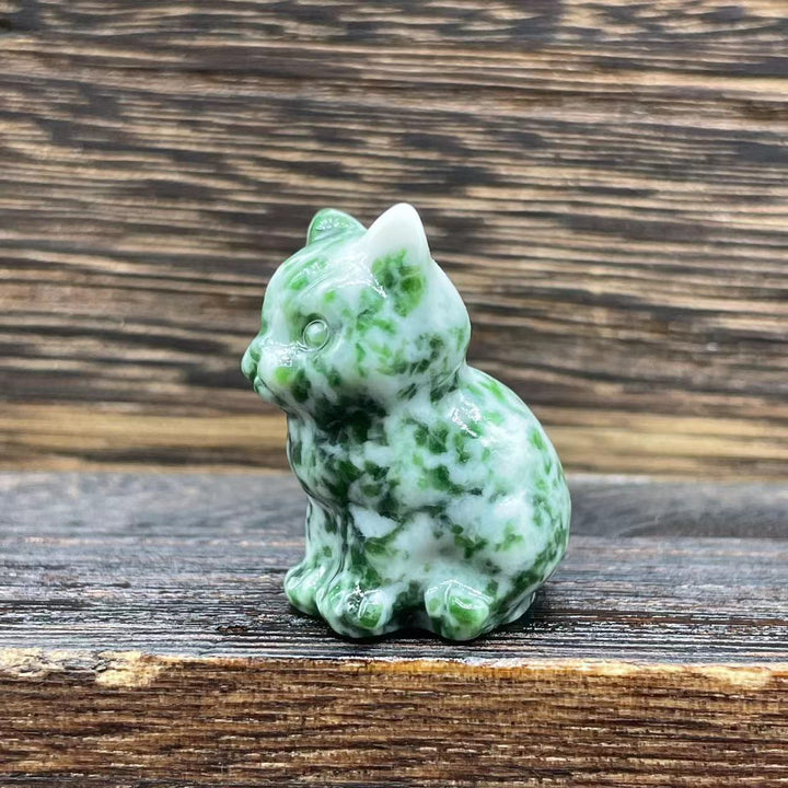 Décoration en pierre précieuse en forme de chaton mignon de 1,2 pouce en pierre naturelle Olivenorma 
