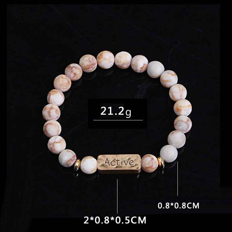 Bracelet gravé Active Faith en pierres précieuses naturelles Olivenorma