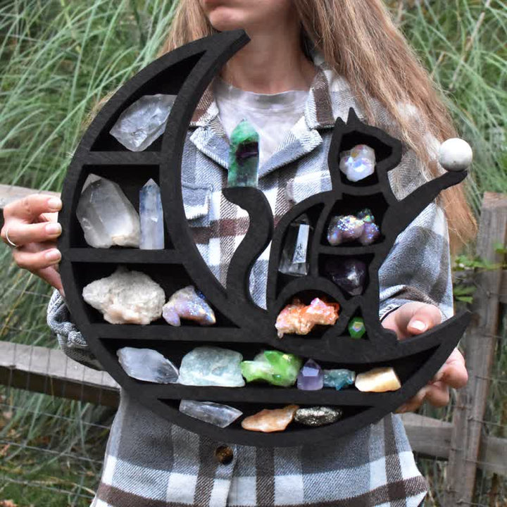 Etagère en cristal en forme de croissant de lune en forme de chat mignon